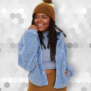 ❄️NEW❄️ Offline by Arie Sherpa Speckled Bomber Jacket in Blue.